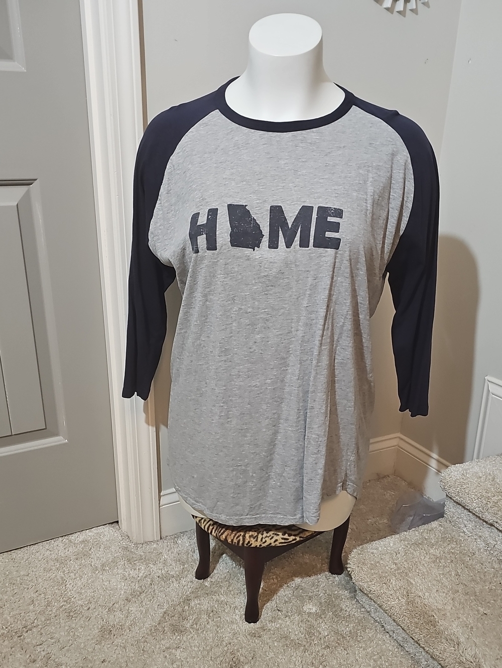 Cato Grey Tee with Navy Trim